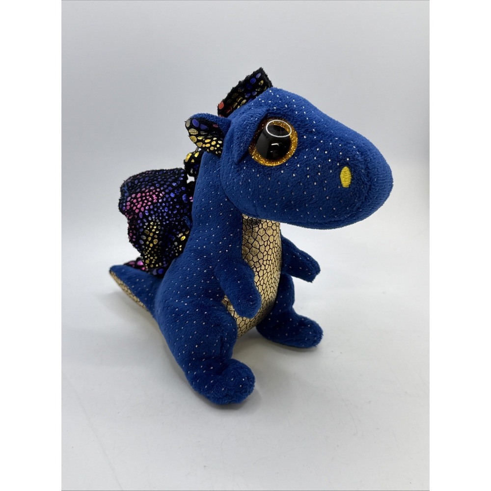 TY Beanie Boos - Saffire Dragon Blue Gold Speckled Tail
